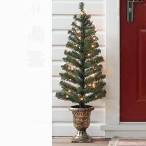 SET OF 2 - 4Ft Pre-Lit Porch Artificial Christmas